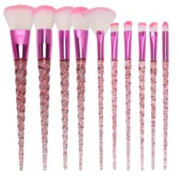 10 Piece Acrylic Diamond Tip Make Up Brush Set - Picture 2 of 2